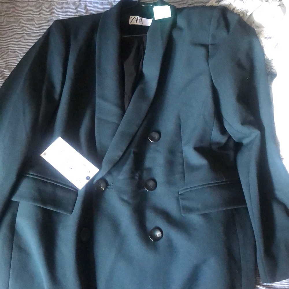 NWT ZARA FOREST GREEN BLAZER